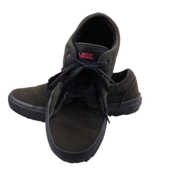Vans Off The Wall Black Brown Canvas Upper Toe Round Lace Up Low Top Sneaker - Picture 1 of 15